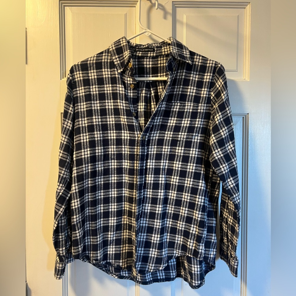 Brandy Melville navy button down flannel
